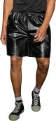 Men's PU Leather Drawstring Waist Wide Legs Shorts