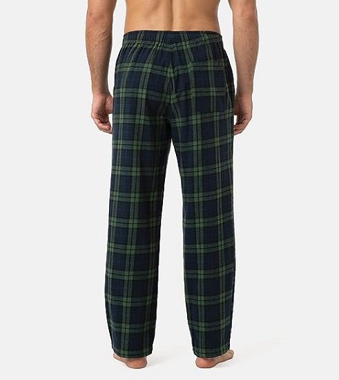 Men's Pajama Pants 100% Cotton Flannel Plaid Lounge Soft Warm PJ Bottoms Drawstring and Pockets