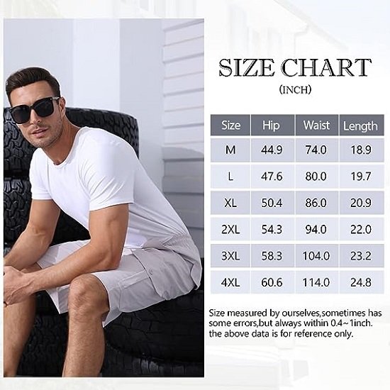 Men's Cargo Shorts Elastic Waist Outdoor Jogger SweatShorts with Multi-Pocket