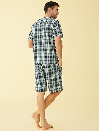 Men's Summer Cotton Pajamas Shorts Set